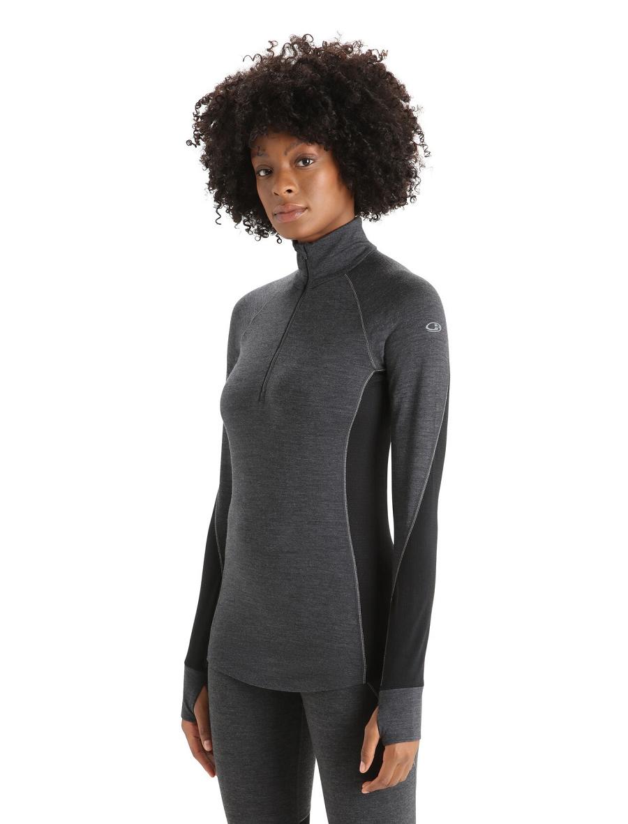 Base Layers Icebreaker BodyfitZone™ Merino 260 Zone Long Sleeve Half Zip Thermal Top Damskie Czarne | PL 1049UZGT